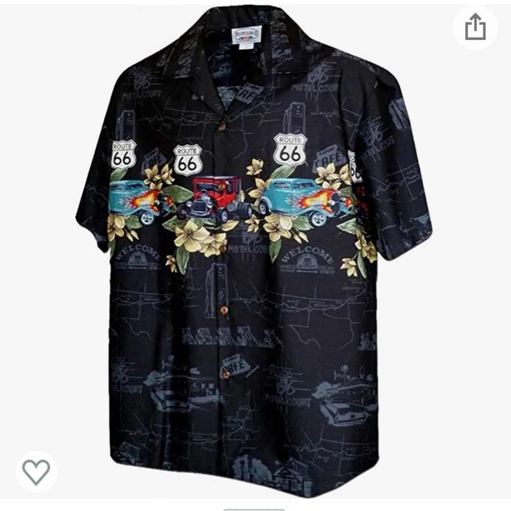 Pacific Legend Historic Route 66 Classic Car Shirt. Size Large. EUC